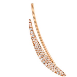 18K Gold Diamond Ear Climber: Modern Boho Single Earring