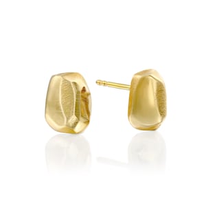 18k Gold Mountain Stud Earrings: Solid Gold Minimalist Jewelry