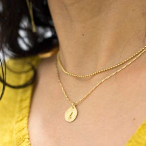 Charm Pendant Necklace, Gold Initial Charm, Name Pendant, Personalized Letter, Solid Gold jewelry, Gold Disc Charm, 3d letters custom, 14k image 9