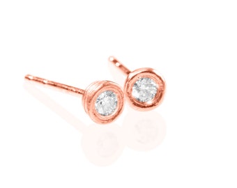Bridal Diamond Earrings, Minimal Bridal Earrings, Rose Gold Stud Earrings, Minimalist Post Earrings, Gold Diamond Studs, Bridal Earrings