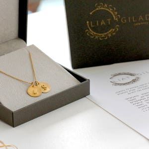 Charm Pendant Necklace, Gold Initial Charm, Name Pendant, Personalized Letter, Solid Gold jewelry, Gold Disc Charm, 3d letters custom, 14k image 8