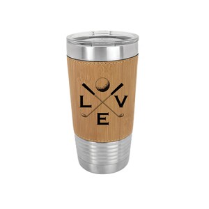 Personalized Tumbler, Leatherette Tumbler, Valentine gifts for Daughter, Birthday Present for Son, Golf Lover Gift ideas, Golf Gifts for men