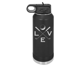 Love Golf Water Bottle, Personalized Tumbler, Gift Ideas for Golfer, Fathers Day Gifts, Personalized Present for Son, Golfer Lover Gift Idea
