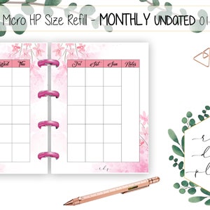 PRINTABLE Micro HP Size Printable Planner Micro HP Inserts Micro Happy Planner Monthly Inserts Monthly Planner Undated Inserts Agenda Mo2p