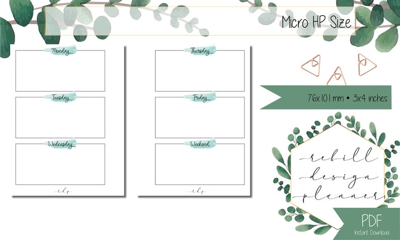 PRINTABLE Micro HP Size Printable Planner Micro HP Inserts Micro Happy ...