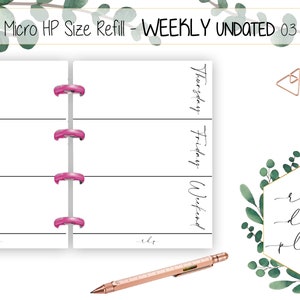 PRINTABLE Micro HP Size Printable Planner Micro HP Inserts Micro Happy Planner Weekly Inserts Weekly Planner Undated Inserts Agenda Wo2P