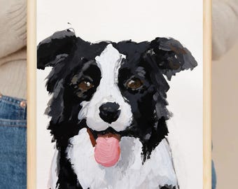 Border Collie Custom Portrait Using Pet Photo,Personalized Dog Portraits, Custom memorial pet gift,Custom Dog Portraits Pet Memorial Art