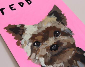 Custom Hand Painted Pet Portrait, Dog Cat Animal Art Keepsake