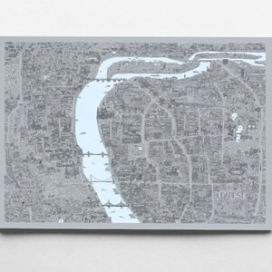 Cartel del mapa de diseño de BUDAPEST, impresión de arte - 'industrial'