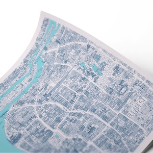 Póster con diseño de mapa de BUDAPEST, impresión artística - 'turquesa'