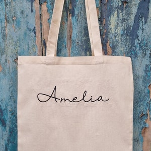 Custom Name / Wording  Embroidered Tote | Custom Font and Colour | Cotton Canvas Shopping Bag | Personalised Colours | Regular or Large Tote