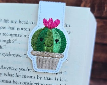 Segnalibro magnetico ricamato con cactus / Regalo con pianta da appartamento