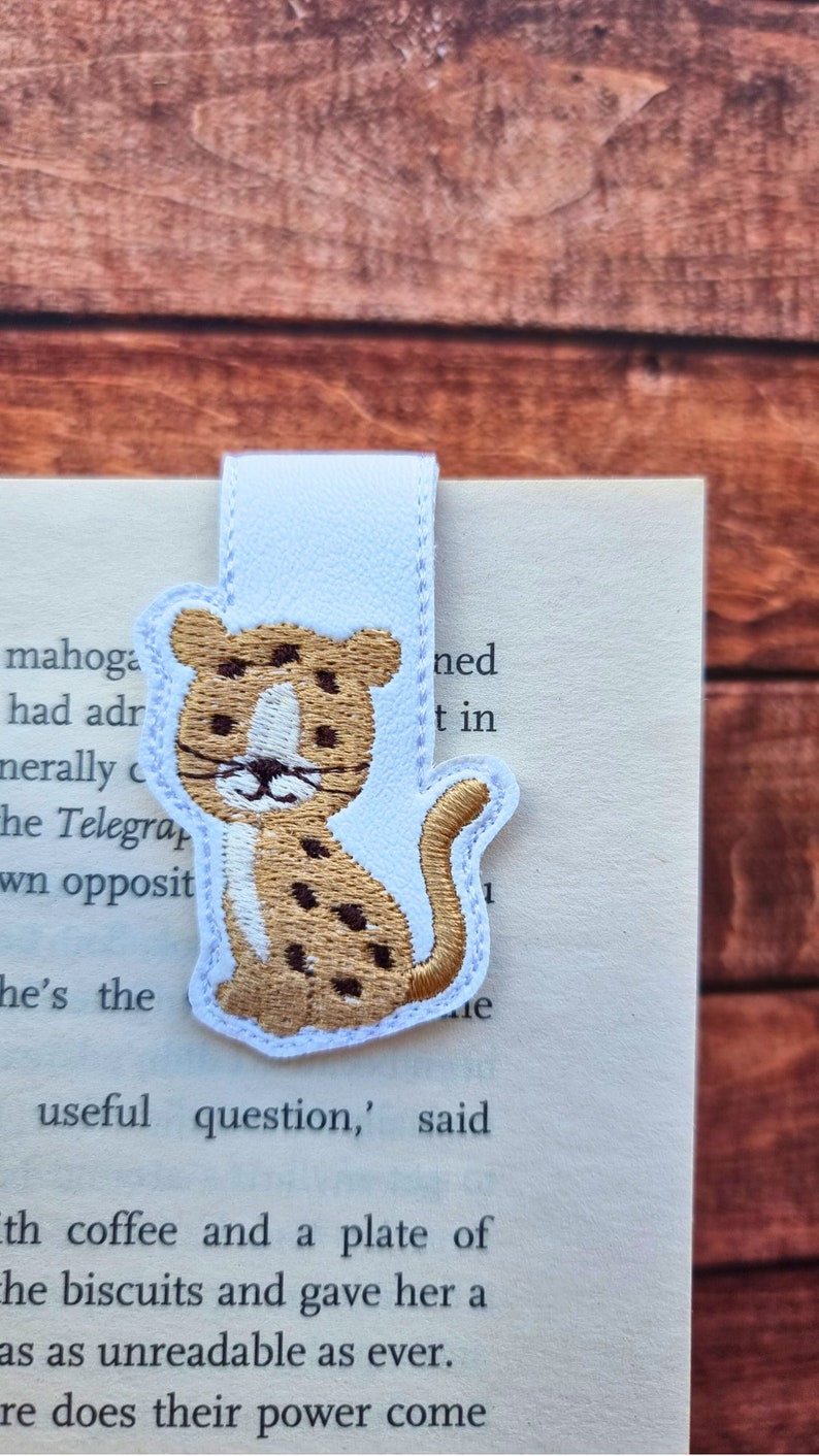 Cute Cheetah Bookmark Embroidered Bookmark Folded