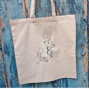 Personalised Floral Initial Embroidered Cotton Canvas Tote Bag