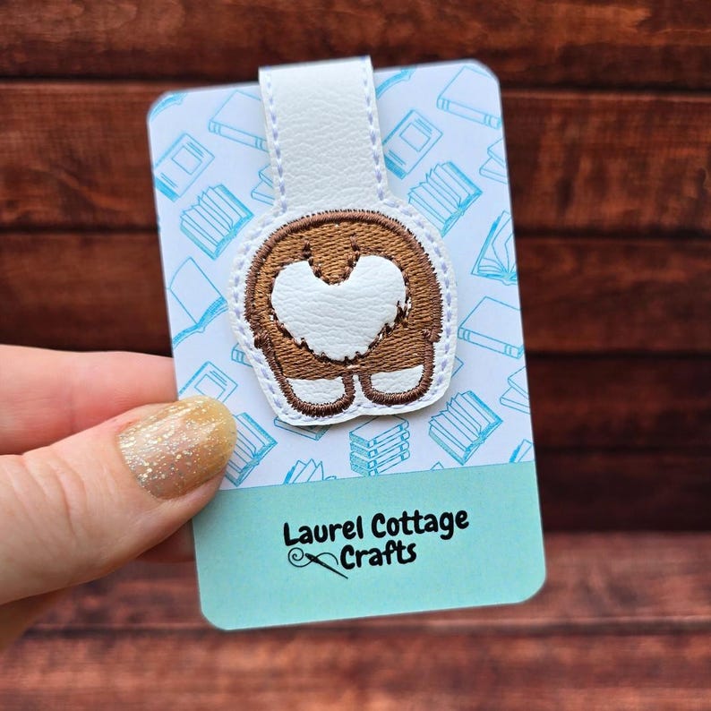 Embroidered Corgi Magnetic Bookmark: Faux Leather Book Accessory image 4