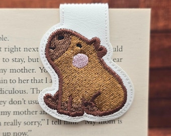 Cute Capybara Magnetic Bookmark | Embroidered Bookmark | Folded Magnetic Design| Book Lover Gift | Super Cute Capybara | Bookish Accessory