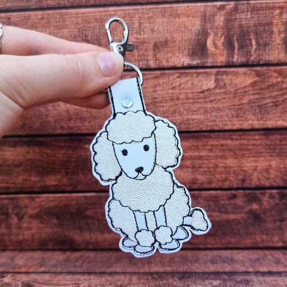 Poodle Leather Key Chain Brown Poodle Eco Leather Keychain