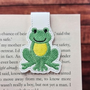 Marcapáginas magnético de rana adorable/marcapáginas bordado/diseño magnético plegable/regalo para amantes de los libros/regalo para amantes de los animales/accesorio para libros