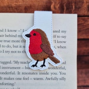 Marcapáginas magnético de petirrojo bordado: regalo de piel sintética para amantes de los libros