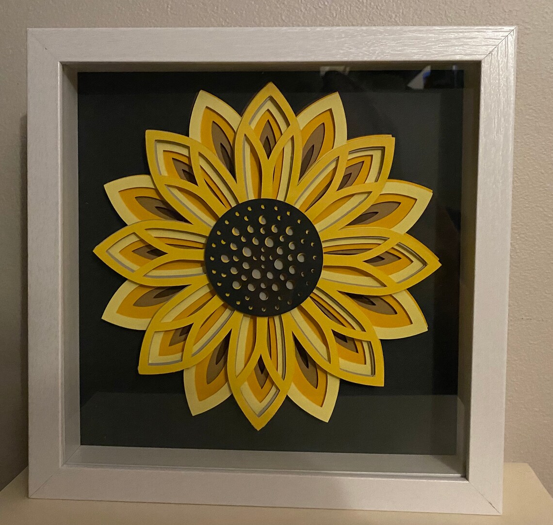 Sunflower Shadow Box Sunflower Decor Cardstock Flower Etsy Ireland