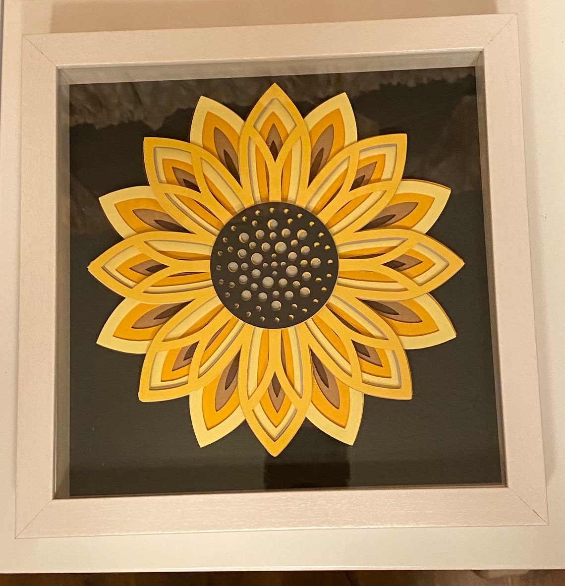 Sunflower Shadow Box Sunflower Decor Cardstock Flower Etsy Ireland