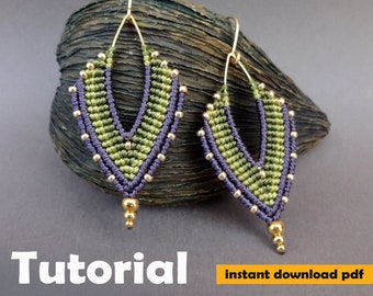 macrame earrings tutorial 13, micro macrame pattern, pdf tutorial, DIY macrame earrings, macrame earrings pattern, step by step pattern