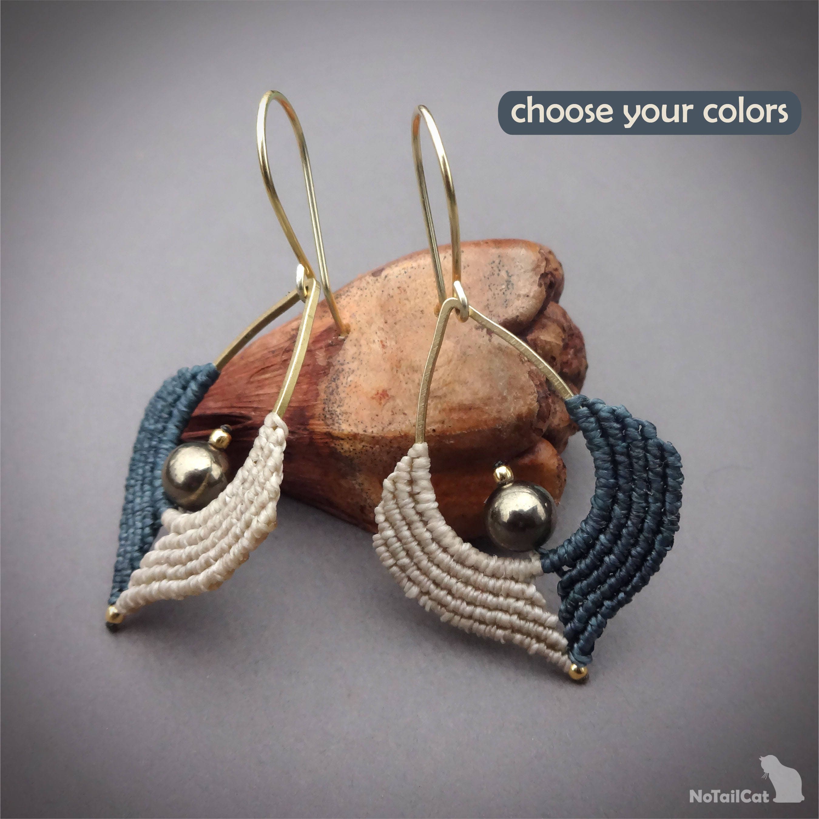 Macrame earrings beaded earrings 925 sterling silver 24K Etsy