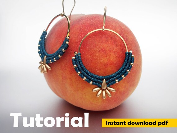 macrame earrings tutorial 8, photo pattern, pdf tutorial, DIY macrame earrings, step by step pattern, macrame earrings pattern
