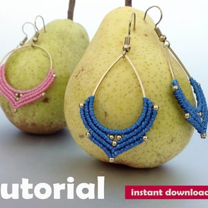 macrame earrings tutorial 10,  photo pattern, pdf tutorial, DIY macrame earrings, macrame earrings pattern, step by step pattern