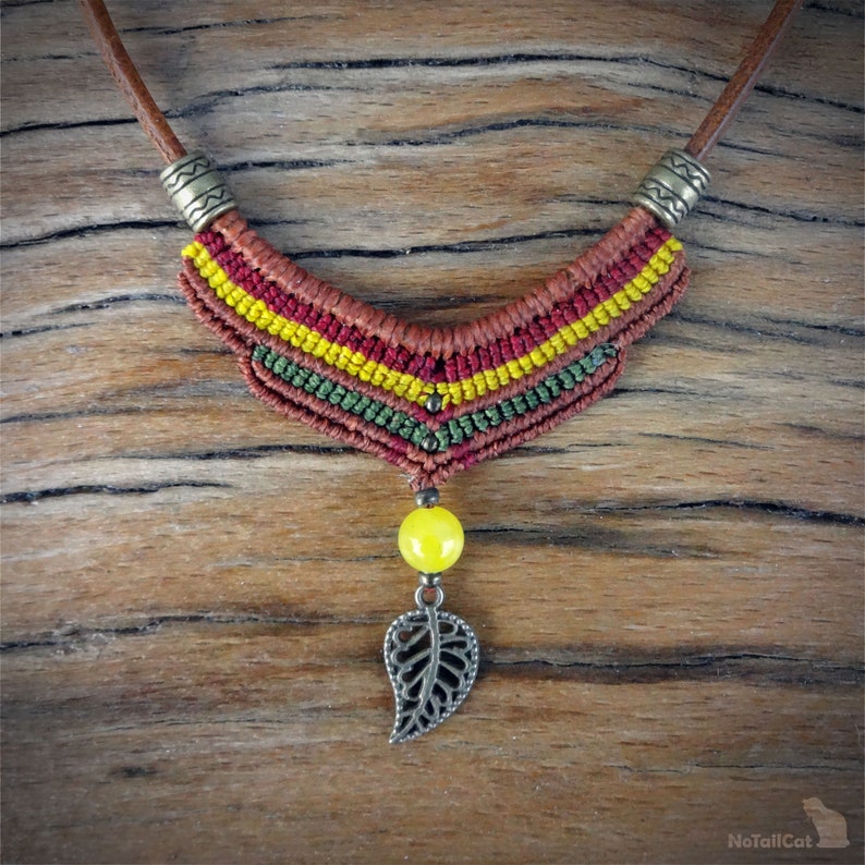 Macrame necklace handcrafted leather cord necklace Etsy