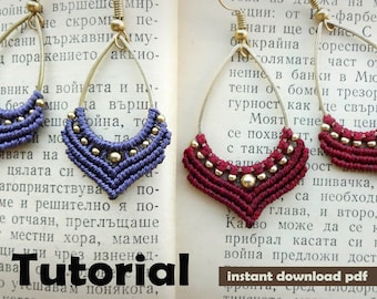 macrame earrings tutorial 9, micro macrame pattern, pdf tutorial, DIY macrame earrings, macrame earrings pattern, step by step pattern