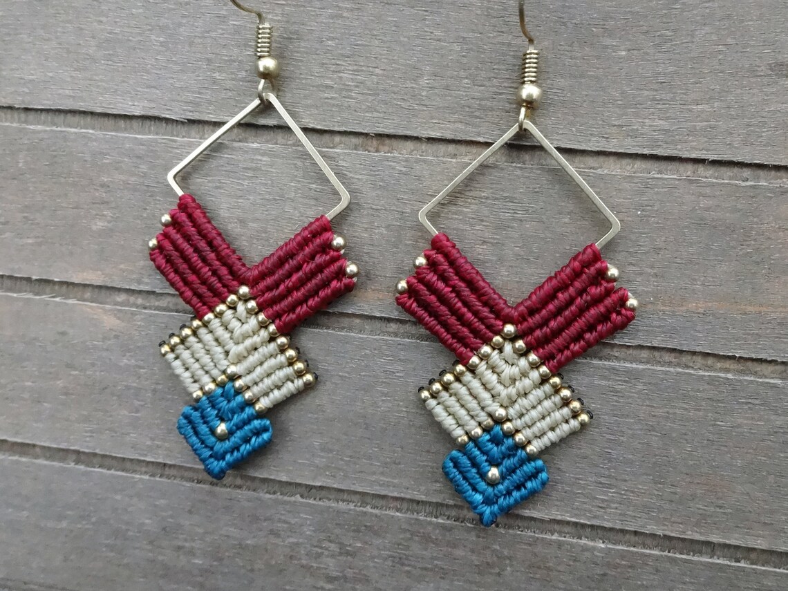 Macrame Earrings Tutorial 12 Micro Macrame Pattern Pdf Etsy