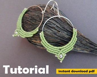 macrame earrings tutorial 5, photo pattern, pdf tutorial, DIY macrame earrings, macrame earrings pattern, step by step pattern