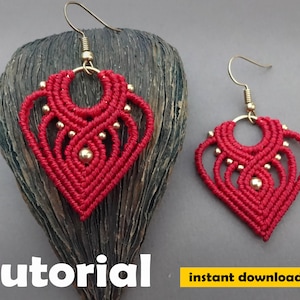 macrame earrings tutorial 7,  photo pattern, pdf tutorial, DIY macrame earrings, macrame earrings pattern, step by step pattern