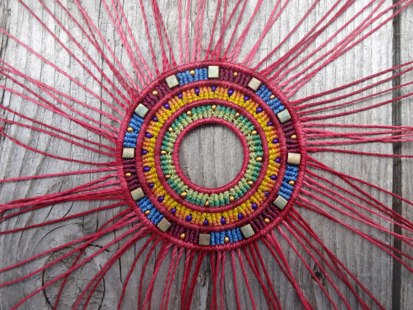 Macrame pendant colorful woven pendant beaded macrame | Etsy