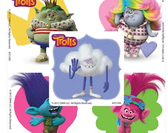 Personalised Trolls DJ Suki Stickers Birthday Party Thank You Sweet Cones Bag