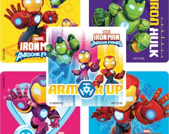 25 (Licensed) Iron Man And His Awesome Friends Stickers, 2.5" x 2.5" Each