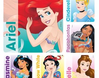 25 (Licensed) Disney Princess Classic Portrait Stickers, 2.5" x 2.5"