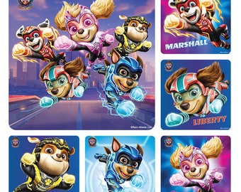 25 pegatinas (con licencia) de la película Paw Patrol Mighty, 2,5" x 2,5"