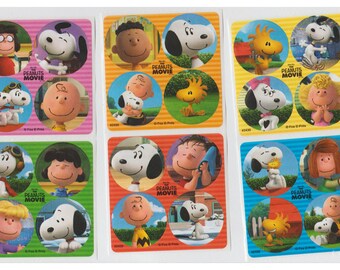 80 Peanuts Charlie Brown Snoopy Mini Stickers, 1.2" Round Each
