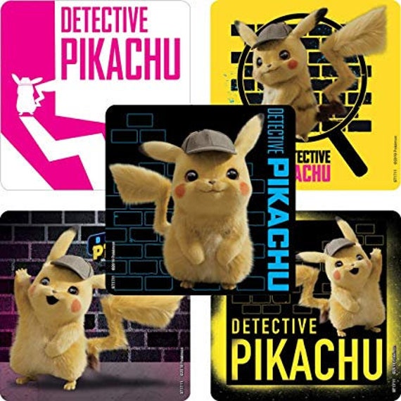 Stickers 2.5" x 2.5" each 25 Detective Pikachu Pokemon 