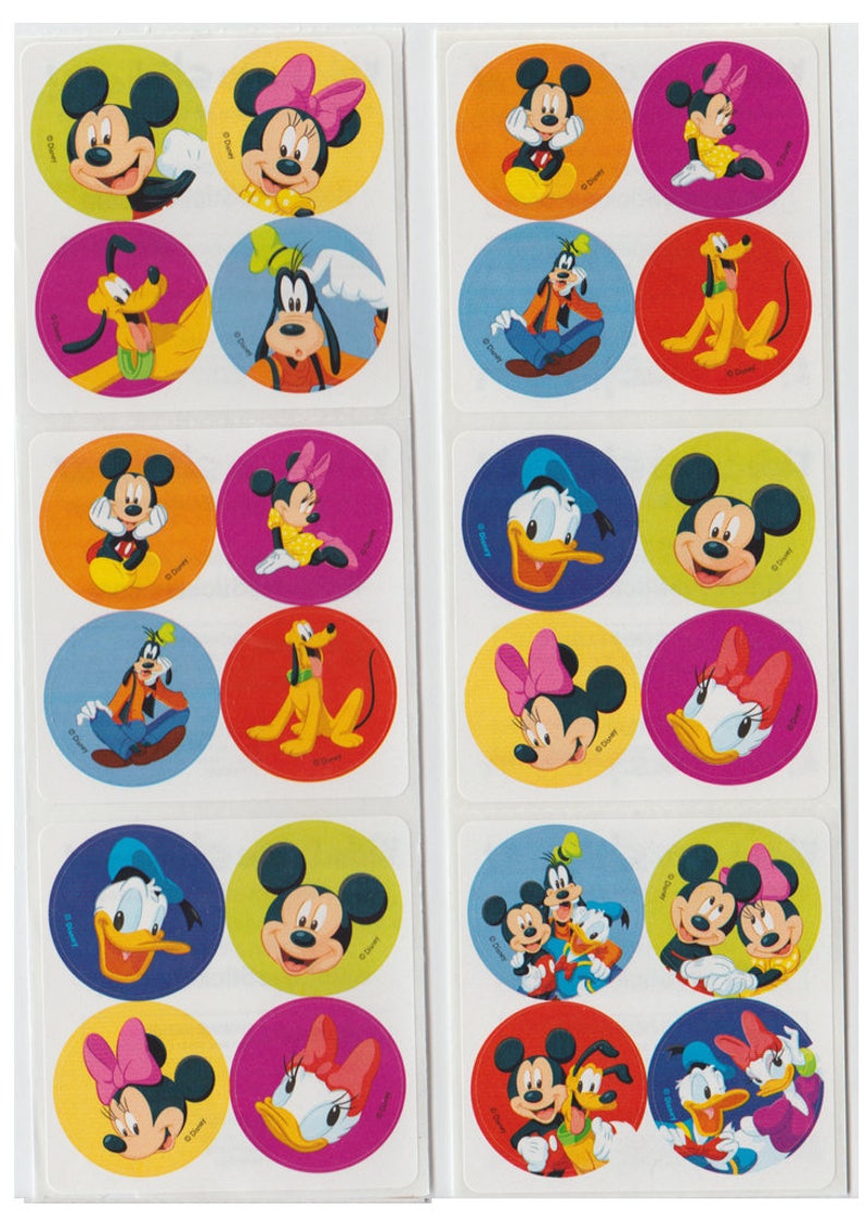 80 mickey mouse and disney pals mini stickers 12 round etsy