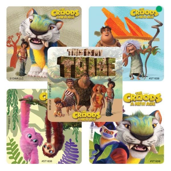 25 The Croods A New Age Stickers, 2.5" x 2.5" Each