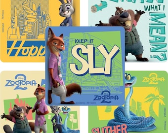 25 pegatinas (con licencia) de Zootopia 2, 2,5" x 2,5"