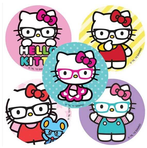 25 Hello Kitty With Glasses Stickers 2.5 X 2.5 | Etsy