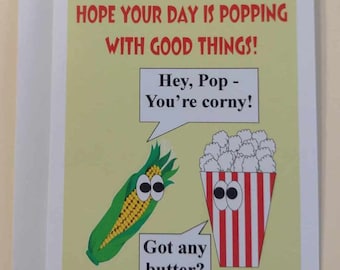 Hope Your Day Is Popping With Good Things! Greeting Card, 4.25" x 5.5", A2 Size, Blank Inside