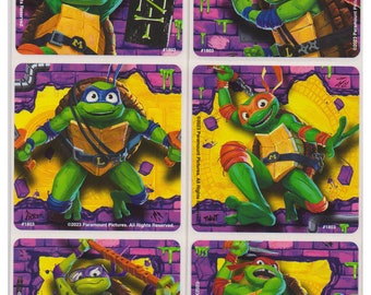 25 (met licentie) Teenage Ninja Turtles Mutant Mayhem-stickers, elk 2,5 x 2,5 inch