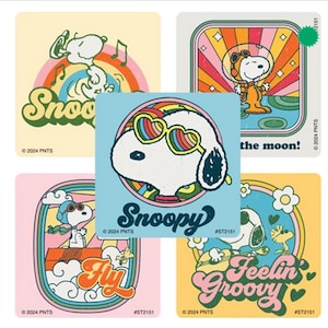 25 (Licensed) Peanuts Snoopy Retro Stickers, 2.5" x 2.5" each, Party Favors