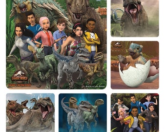 25 (licentie) Jurassic World Camp Cretaceous-stickers, 2,5 x 2,5 inch, feestartikelen
