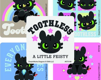 25 (Licensed) Toothless Dragons Stickers, 2.5" x 2.5"